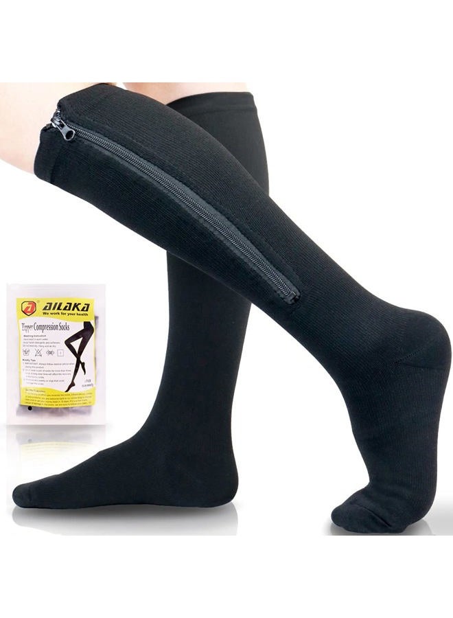Medical 15-20 mmHg Zipper Compression Socks Women Men - Image 1
