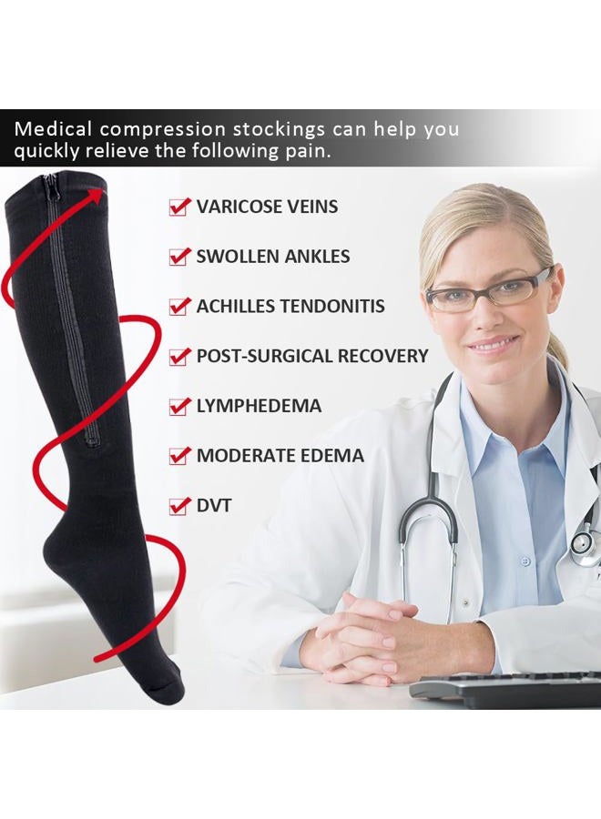 Medical 15-20 mmHg Zipper Compression Socks Women Men - Image 5