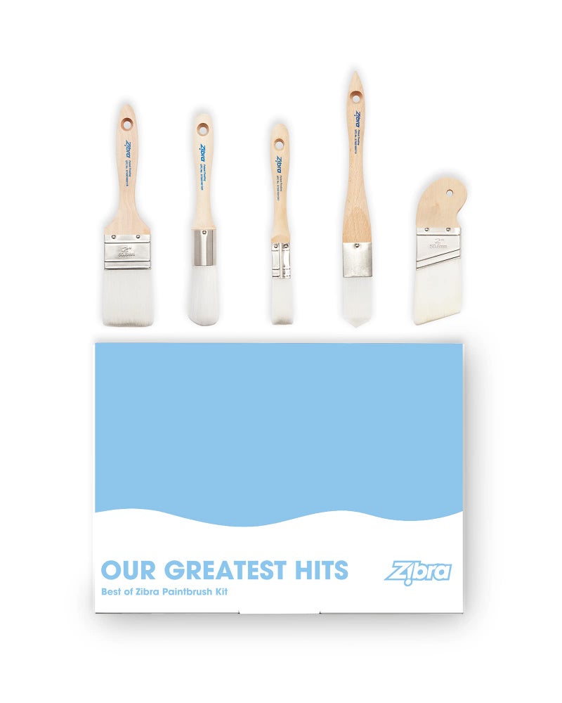 Zibra 5-Piece DIY Paint Brush Set with Detail and 2-inch Paint Brushes for Walls, Trim and Furniture, White - Image 1