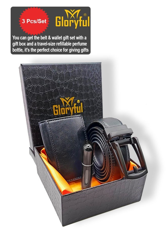 Gloryful Gift Box for men, Stylish Gift set – RFID Wallet, leather Belt & perfume bottle | Ideal for Husband, Boyfriend, or Father  - Image 1