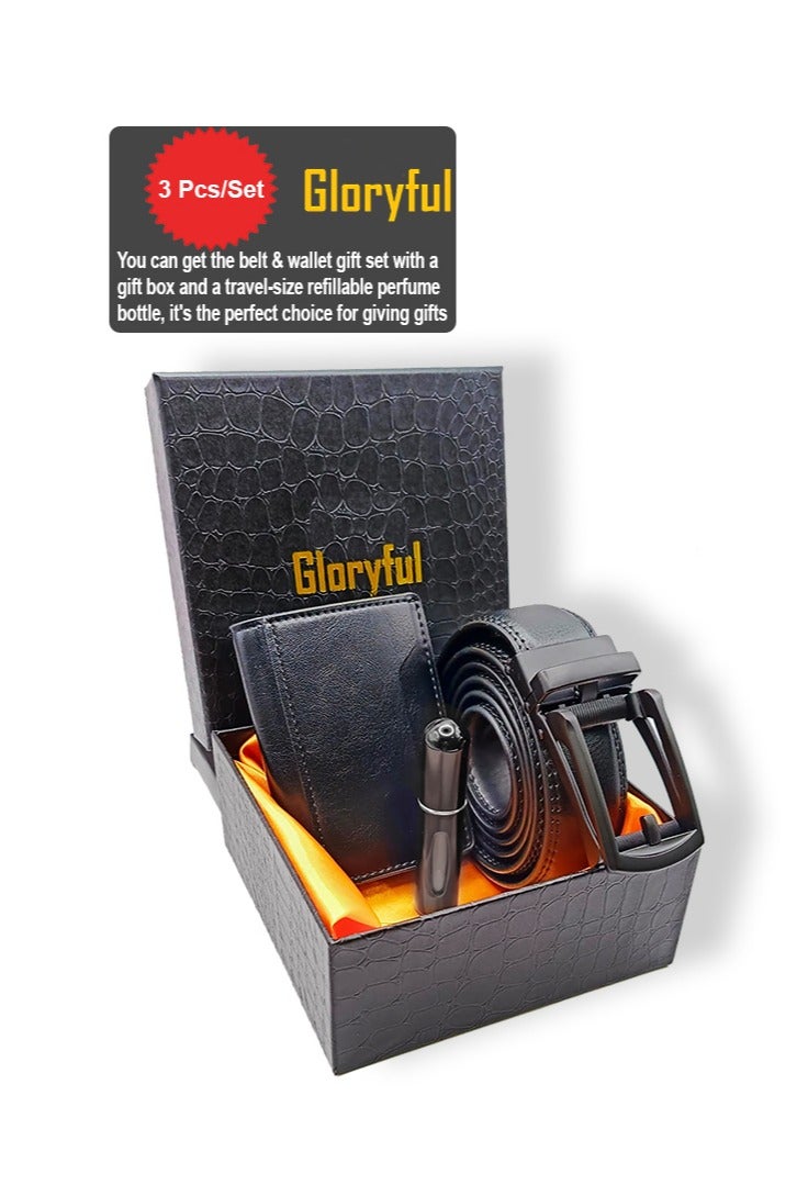 Gloryful Gift Box for men, Stylish Gift set – RFID Wallet, leather Belt & perfume bottle | Ideal for Husband, Boyfriend, or Father - Image 1