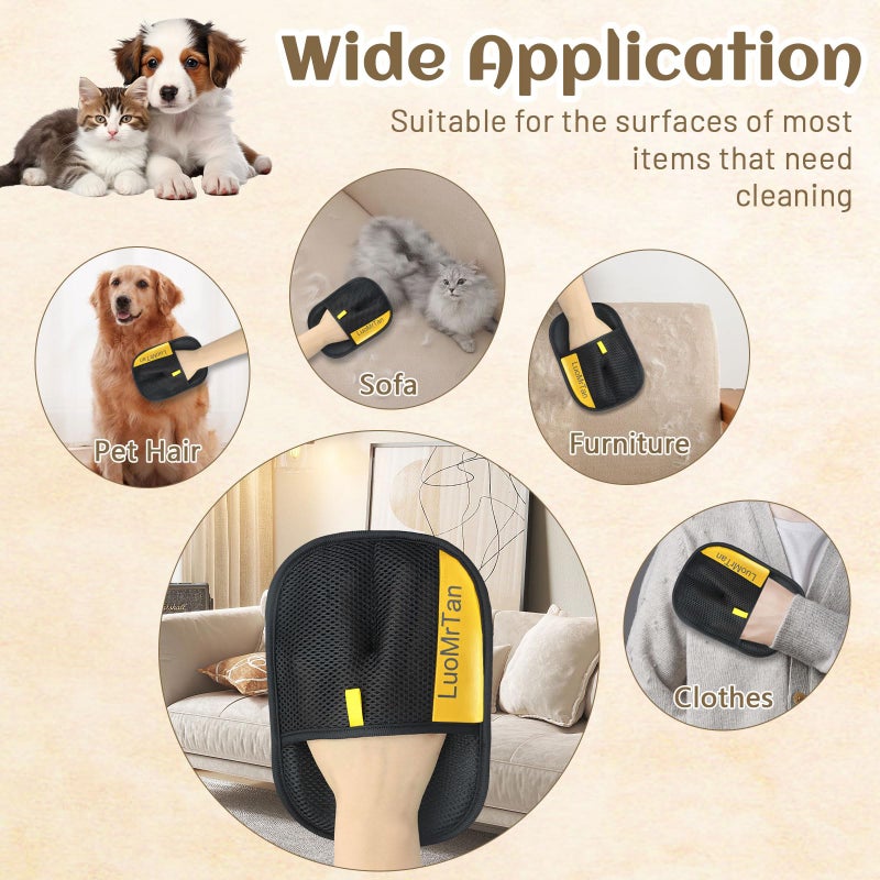 LUOMRTAN 2 Pack Pet Hair Removal Gloves, Reusable Electrostatic Pet Hair Remover, Newly Upgraded Efficient Lint Remover Tool for Dog & Cat Hairfor Couch, Furniture, Car Seat, Carpet, Clothing - Image 2