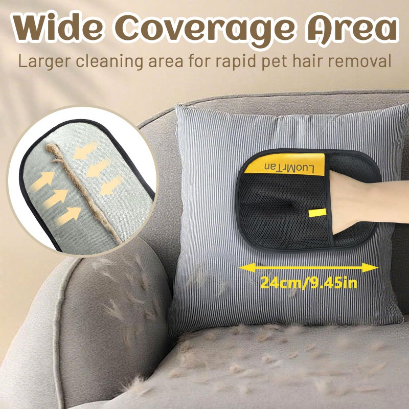LUOMRTAN 2 Pack Pet Hair Removal Gloves, Reusable Electrostatic Pet Hair Remover, Newly Upgraded Efficient Lint Remover Tool for Dog & Cat Hairfor Couch, Furniture, Car Seat, Carpet, Clothing - Image 3