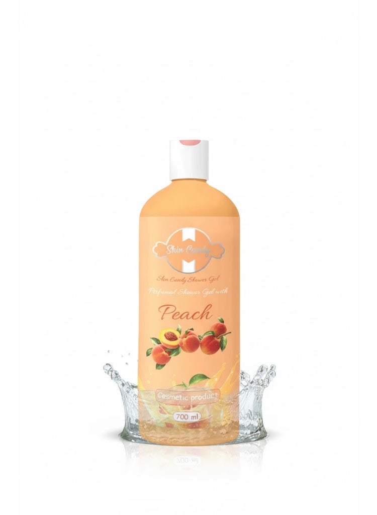 شاور جيل Skin Candy بالخوخ برائحة  عطرية فاخرة  | غني بزيت اللوز والأفوكادو والعسل | ترطيب فائق ونعومة للجسم – 700 مل - Image 1
