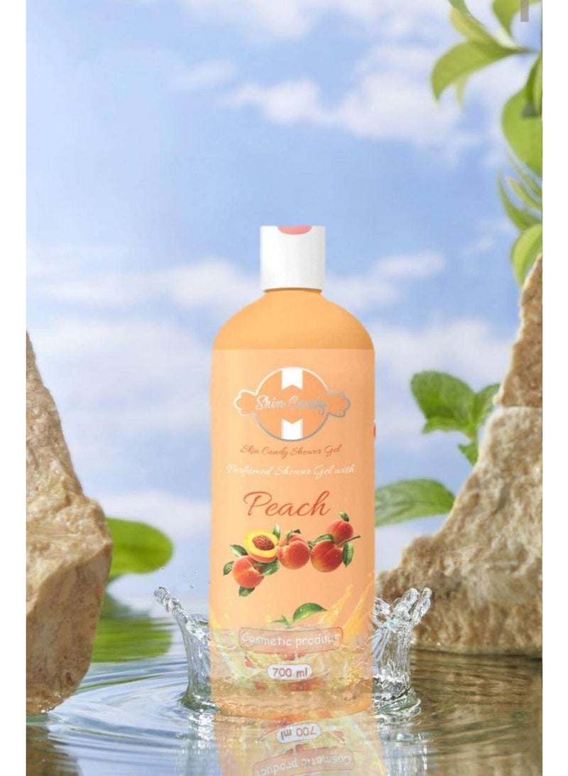 شاور جيل Skin Candy بالخوخ برائحة  عطرية فاخرة  | غني بزيت اللوز والأفوكادو والعسل | ترطيب فائق ونعومة للجسم – 700 مل - Image 2