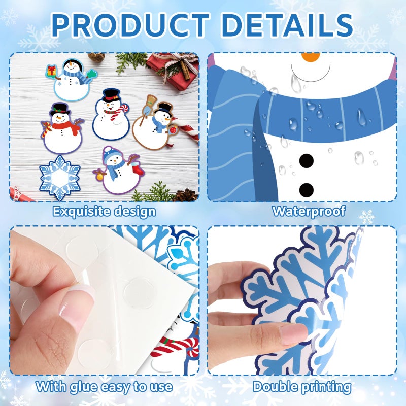 Sereliy 54 Pcs Christmas Winter Cutouts Double Printed Winter Snowflake Snowman Paper Decor for Christmas Winter Bulletin Board Classroom Decorations(Snow 54 - Image 3