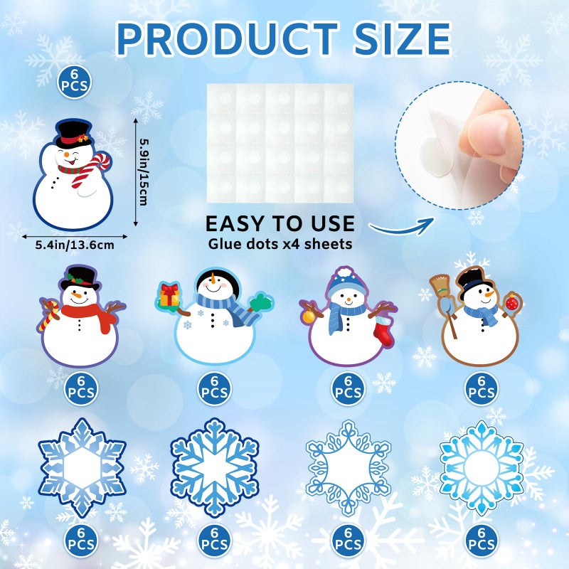 Sereliy 54 Pcs Christmas Winter Cutouts Double Printed Winter Snowflake Snowman Paper Decor for Christmas Winter Bulletin Board Classroom Decorations(Snow 54 - Image 2