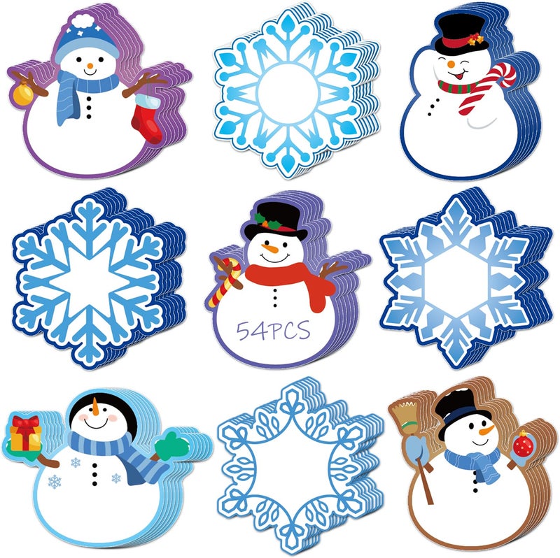 Sereliy 54 Pcs Christmas Winter Cutouts Double Printed Winter Snowflake Snowman Paper Decor for Christmas Winter Bulletin Board Classroom Decorations(Snow 54 - Image 1