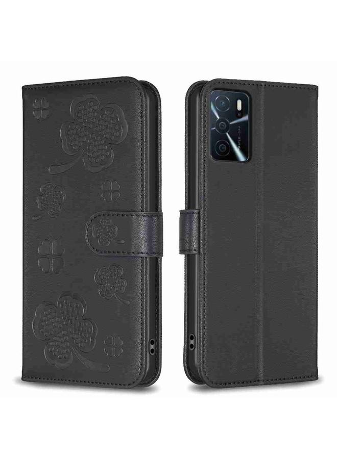 S-TOP Case For OPPO A16 / A16s / A54s Four-leaf Embossed Leather Phone Case - Image 1