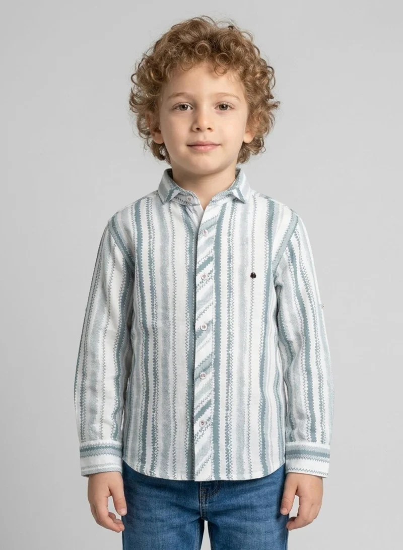 babyqlo Boys Striped Cotton Long Sleeve Shirt