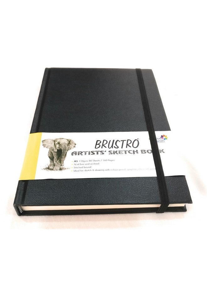 بروسترو دفتر رسم فنانين من BRUSTRO، مُغلّف بخياطة، مقاس A5، 160 صفحة، خالٍ من الأحماض، وقلم فني، 110 جرام لكل متر مربع (مجموعة من 6 قطع) - Image 5