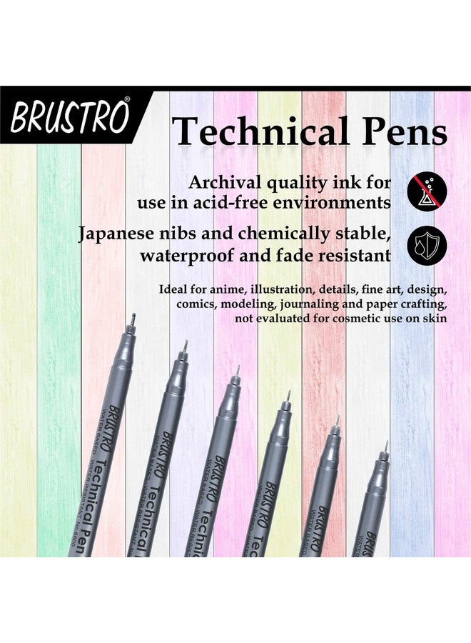 بروسترو دفتر رسم فنانين من BRUSTRO، مُغلّف بخياطة، مقاس A5، 160 صفحة، خالٍ من الأحماض، وقلم فني، 110 جرام لكل متر مربع (مجموعة من 6 قطع) - Image 3