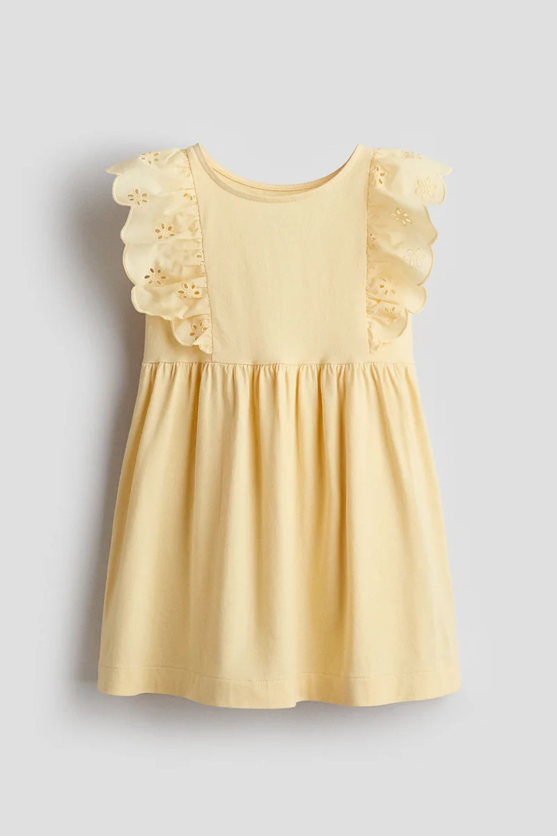 اتش اند ام فستان قطني مزين بحواف مكشكشة