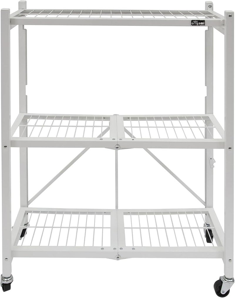 Origami R3 3-Tier Foldable Garage Shelving Heavy Duty Shelving Holds 750 pounds, Garage Storage Rack, Pre-Assembled Utility Rolling Shelf with Wheels | 29" W x 13" D x 35.5" H (White, R3) - Image 1