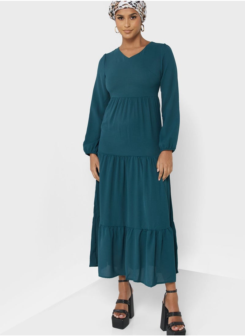Khizana - Puff Sleeve Tiered Dress - Image 1