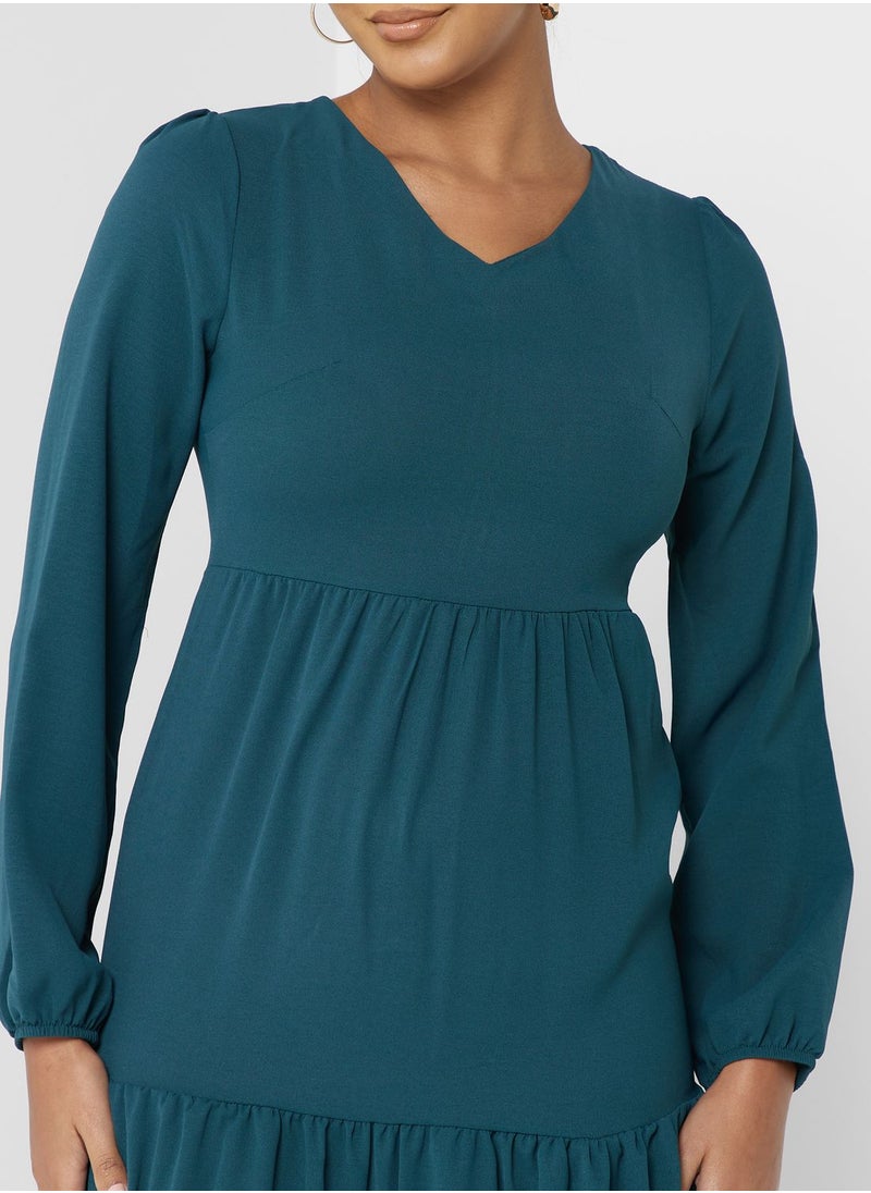 Khizana - Puff Sleeve Tiered Dress - Image 1