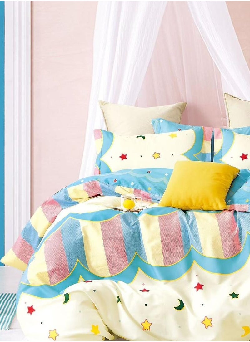 llwoo Super King Size Duvet Cover Set Hotel Luxury Feel Bedding Set Cotton Material Bedding Set Fad and Wrinkle Resistant Set Include 1 Fitted Bed Sheet 1 Duvet Cover and 4 Pillowcases 220x240c  - Image 2