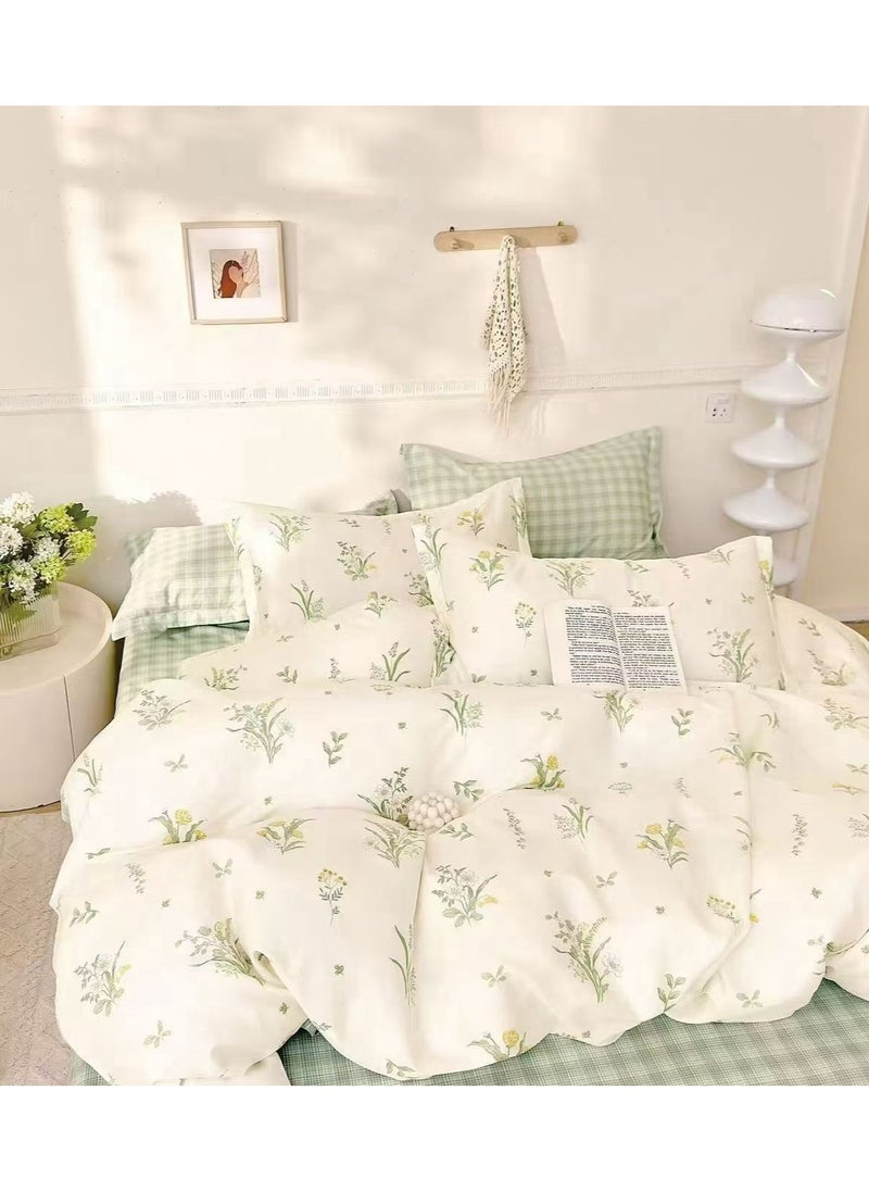 llwoo Super King Size Duvet Cover Set Hotel Luxury Feel Bedding Set Cotton Material Bedding Set Fad and Wrinkle Resistant Set Include 1 Fitted Bed Sheet 1 Duvet Cover and 4 Pillowcases 220x240c  - Image 1