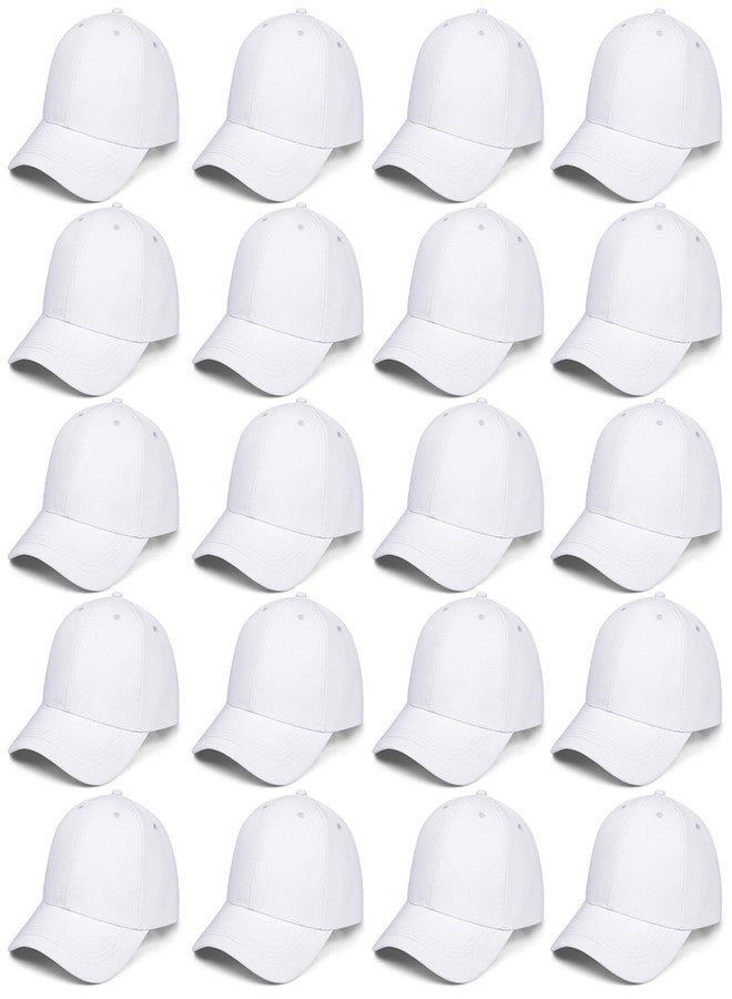 Tergy 20PCS Blank Baseball Caps Adjustable Back Strap Golf Dad Hat for Men and Women (White) - Image 1