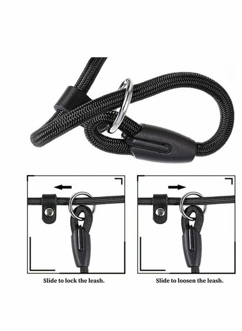 SYOSI Dog Rope Leash, Dog Rope for Dog Training, Pet Nylon Slip Rope Lead Durable Sturdy Comfortable Pet Leash Puppy No Pull Training Slip Lead for Puppy Small Dogs Walking, Hiking, Camping, Black - Image 3