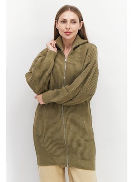 Women Knitted Long Sleeve Full Zip Sweater, Khaki - pzsku/Z5B4DC9ECAE6D08F53871Z/45/_/1726108716/971d6376-e321-4a09-88d5-a3571394fa09