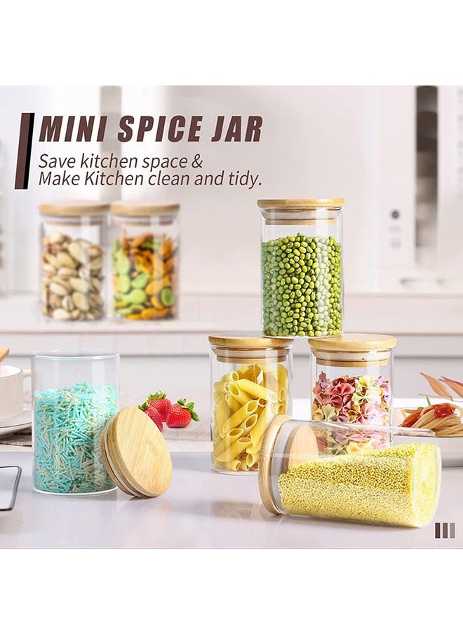 10-Piece Borosilicate Glass Storage Jars With Bamboo Lids Clear 290ml