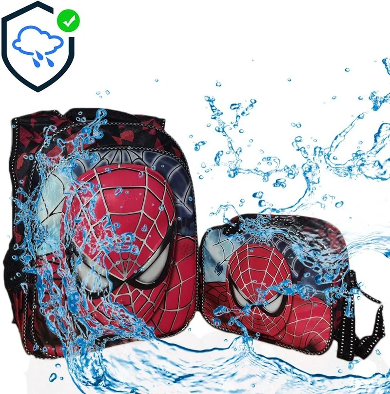 Masho Trend 2-Eyed Spiderman Backpack + Nutrition + Water Bottle - Spiderman Primary School Bag - School Bag