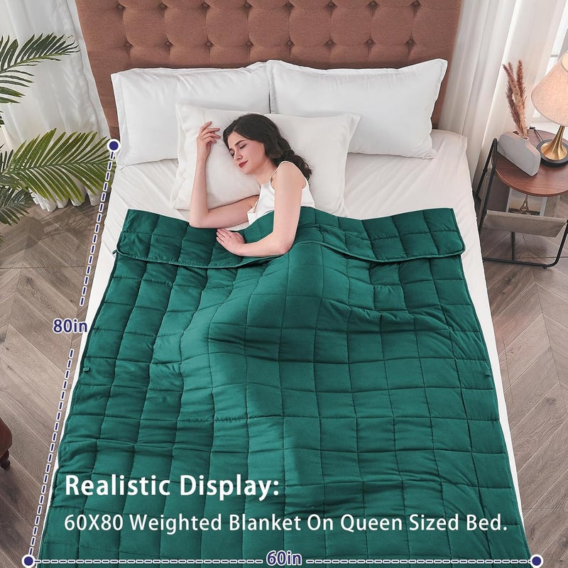 yescool Weighted Blanket for Adults (17 lbs, 60" x 80", Dark Green) Cooling Heavy Blanket for Sleeping Perfect for 160-180 lbs, Queen Size Breathable Blanket with Premium Glass Bead, Machine Washable - Image 2