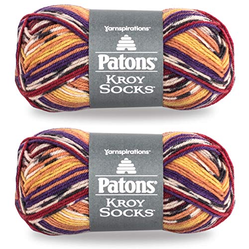 Patons Yarn Patons Kroy Socks Yarn, 2-Pack, Sunset Stripes - Image 1