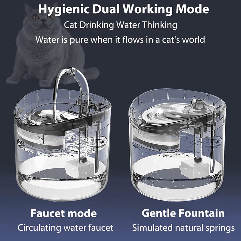 Qpets® ® Automatic Cycle Multiple Filtering Cat Water Fountain Dog Water Dispenser 1.8L Super Quiet Automatic Pet Drinking Fountain with Faucet Kits - Image 4