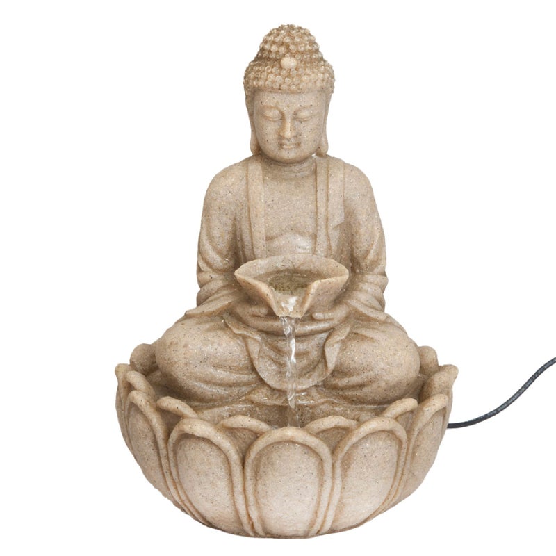 Bits and Pieces قطع وأجزاء - نافورة بوذا المتأمل الداخلية - زخرفة طاولة نافورة ماء مدمجة وخفيفة الوزن - Image 1