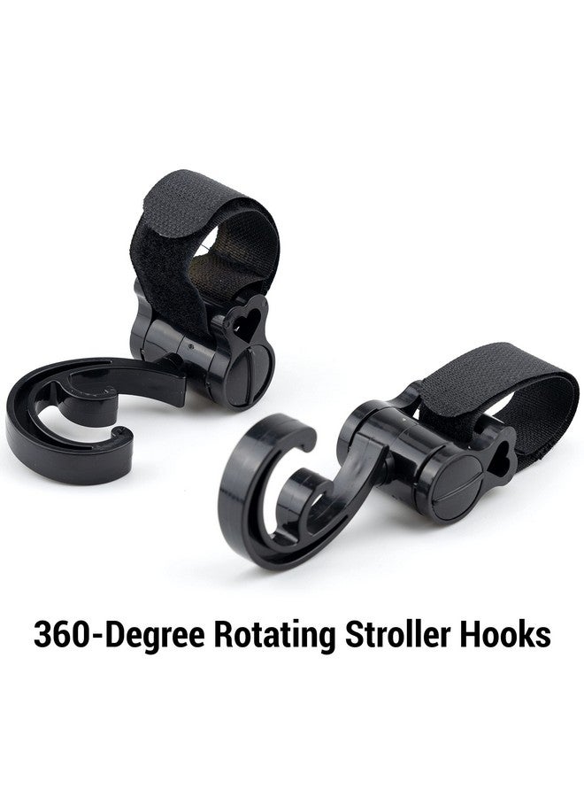 IFAMIO 2 Pack Stroller Hooks 360 Degree Rotatable Baby Stroller Hanging Clips Hook for Mommy Stroller Multipurpose Hooks Stroller Clip Straps for Hanging Diaper Bags Grocery Shopping Bags (Black) - Image 4