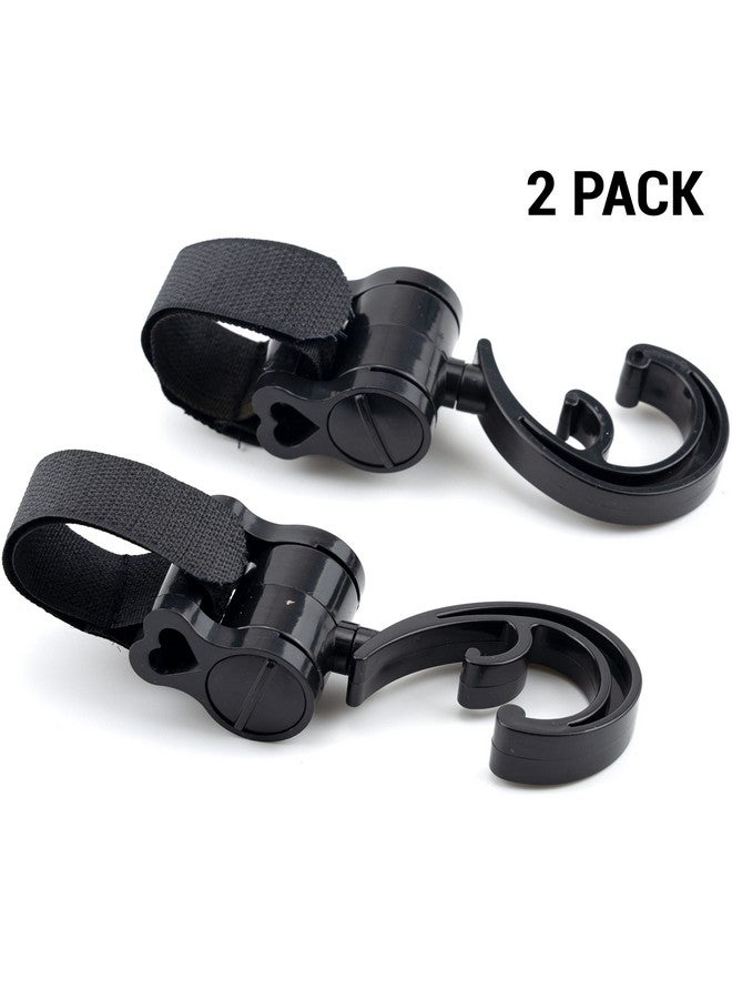IFAMIO 2 Pack Stroller Hooks 360 Degree Rotatable Baby Stroller Hanging Clips Hook for Mommy Stroller Multipurpose Hooks Stroller Clip Straps for Hanging Diaper Bags Grocery Shopping Bags (Black) - Image 2