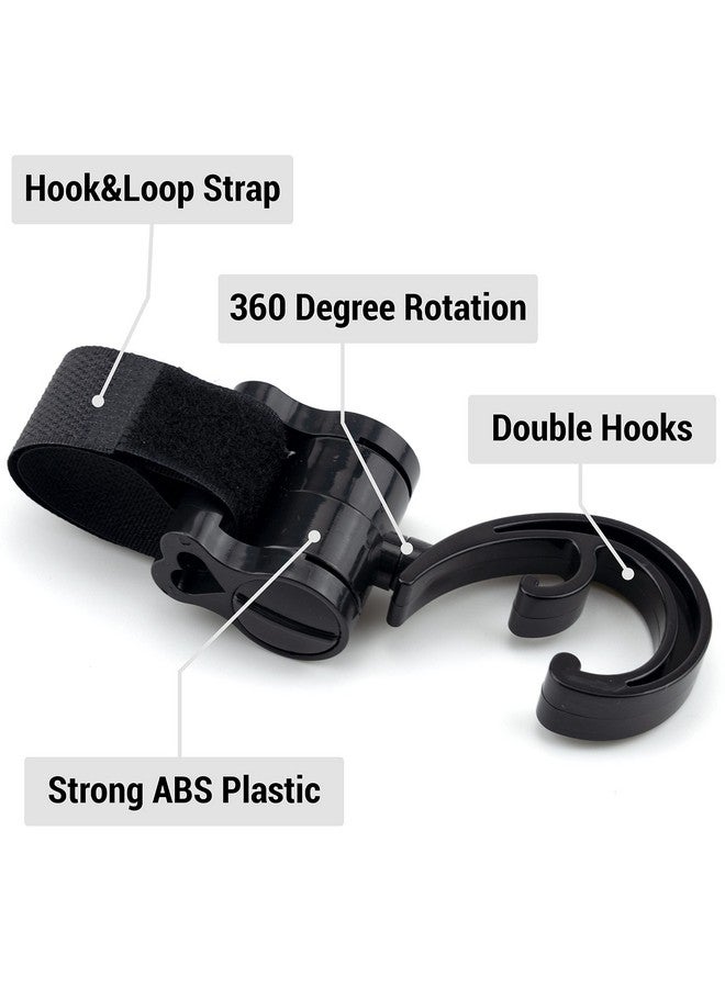 IFAMIO 2 Pack Stroller Hooks 360 Degree Rotatable Baby Stroller Hanging Clips Hook for Mommy Stroller Multipurpose Hooks Stroller Clip Straps for Hanging Diaper Bags Grocery Shopping Bags (Black) - Image 3
