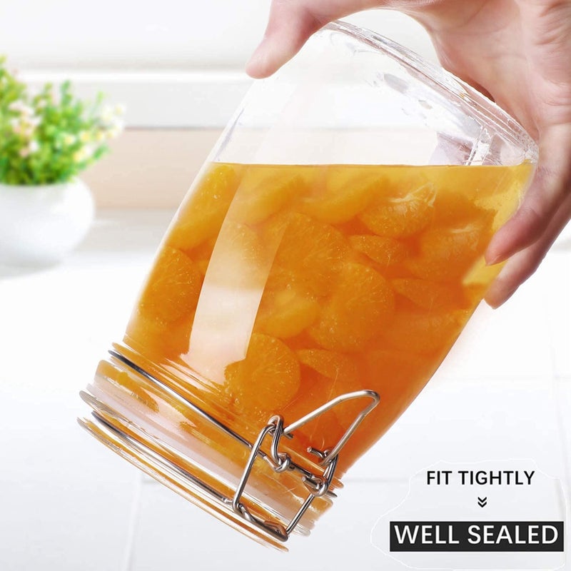 pepplo® Mason Jars Wide Mouth Canning Glass Jars Rubber Seal, with Airtight Lids, Clear Canister for Cereal, Beans, Coffee, Nuts Set of 3 (1000ML*1+750ML*1+500ML*1) Preserve Container Jars - Image 5