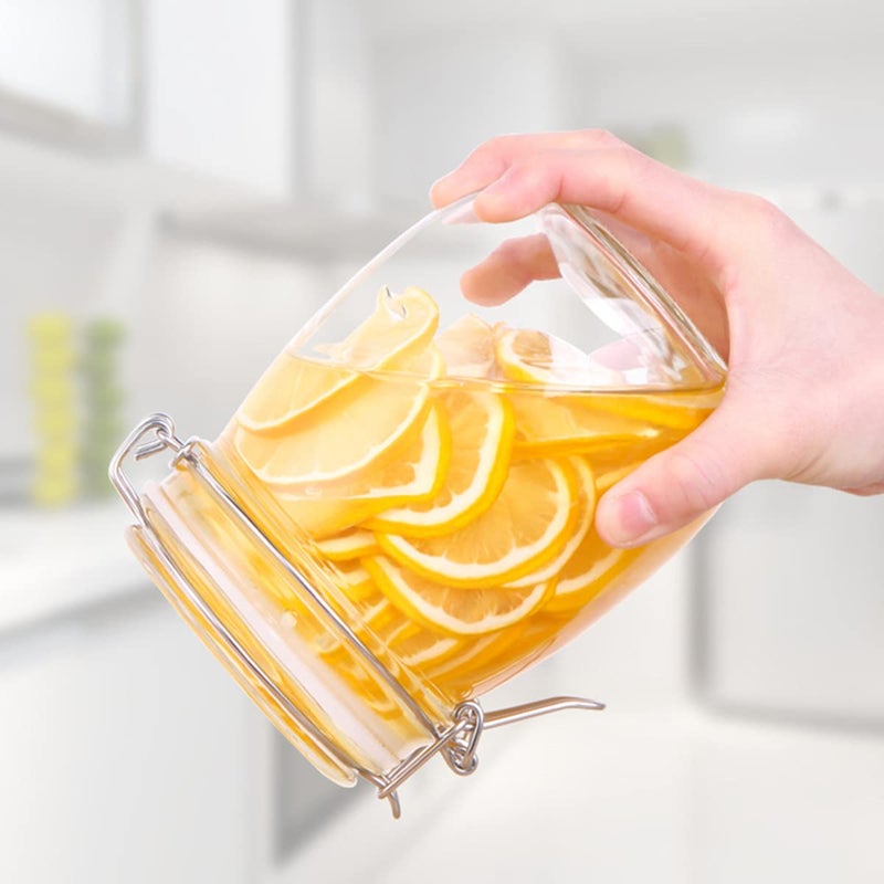 pepplo® Mason Jars Wide Mouth Canning Glass Jars Rubber Seal, with Airtight Lids, Clear Canister for Cereal, Beans, Coffee, Nuts Set of 3 (1000ML*1+750ML*1+500ML*1) Preserve Container Jars - Image 4