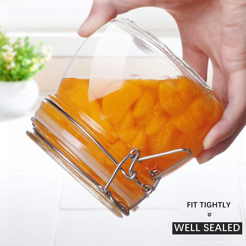 pepplo® Mason Jars Wide Mouth Canning Glass Jars Rubber Seal, with Airtight Lids, Clear Canister for Cereal, Beans, Coffee, Nuts Set of 3 (1000ML*1+750ML*1+500ML*1) Preserve Container Jars - Image 3