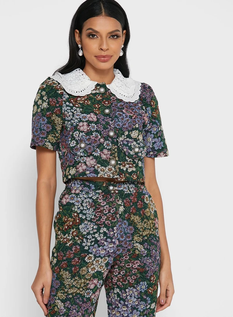 sister jane Button Detail Printed Top