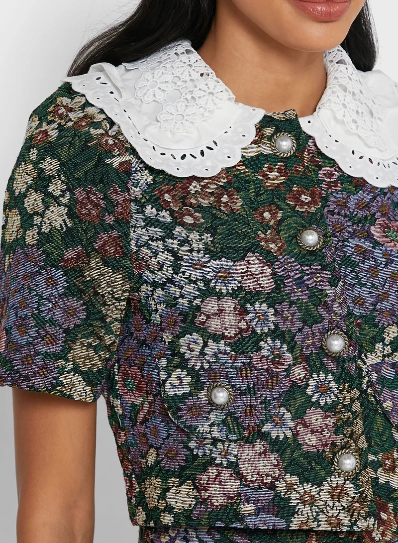 sister jane Button Detail Printed Top