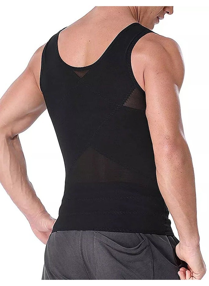 DubaiGallery Men Body Shaper Slimming Vest Tight Tank Top Compression Shirt Tummy Control Underwear Binder,Chest Body Posture Corrector Corset Sleeveless Vest Abdomen Control Underwear Shapewear THermal Tops - Image 3