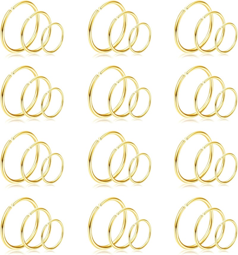 Drperfect 36Pcs 20G Nose Ring Hoop for Women Men 316L Stainless Steel Helix Tragus Lip Septum Ring Cartilage Earring Hoop Piercing Jewelry - Image 1