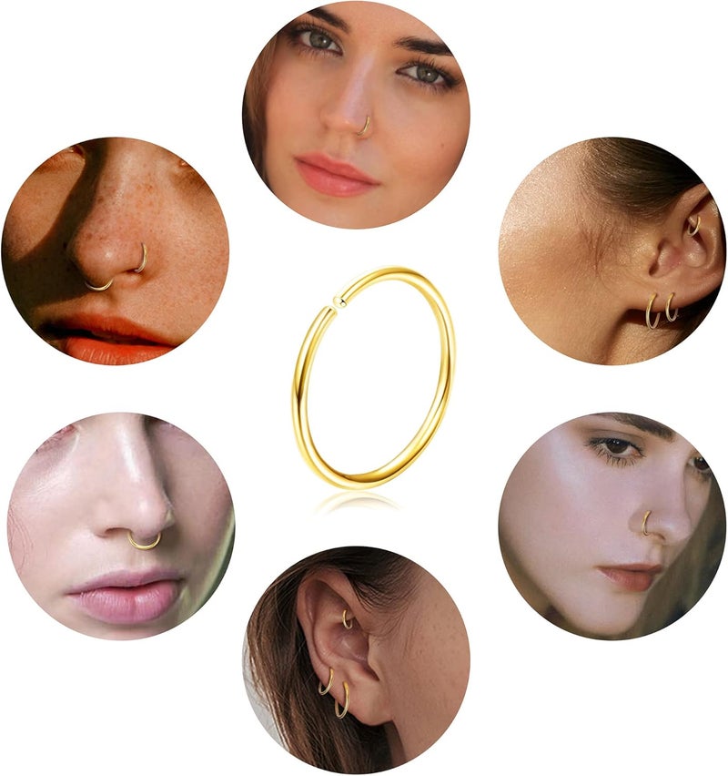 Drperfect 36Pcs 20G Nose Ring Hoop for Women Men 316L Stainless Steel Helix Tragus Lip Septum Ring Cartilage Earring Hoop Piercing Jewelry - Image 4