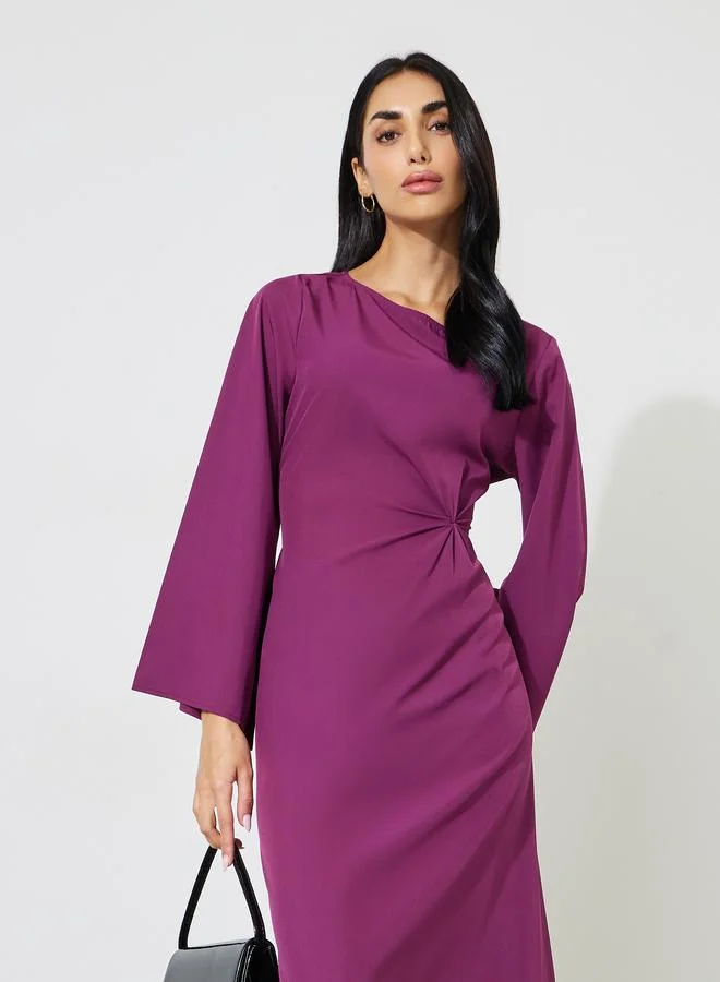 ستايلي Magenta Solid Gathered Detail A-Line Maxi Dress
