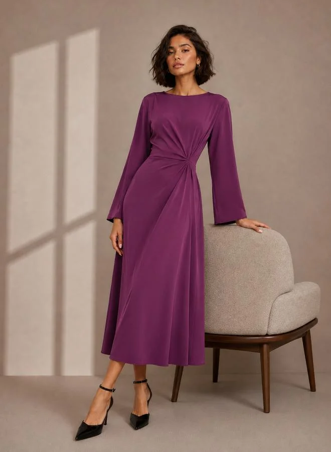 ستايلي Magenta Solid Gathered Detail A-Line Maxi Dress