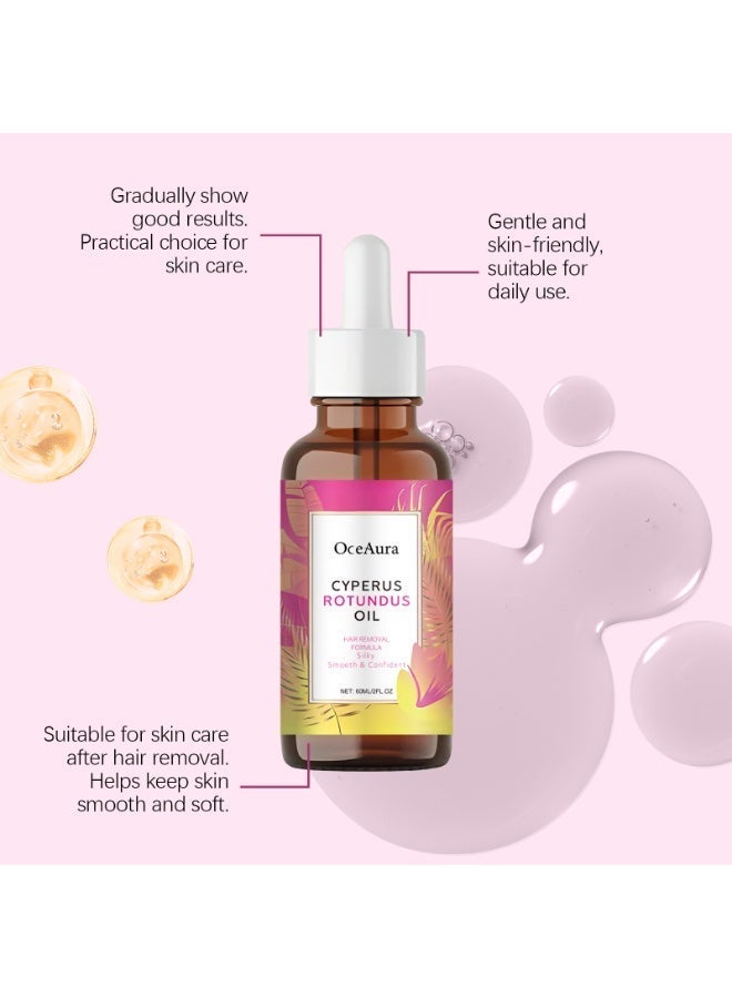 OceAura Cyperus Rotundus Oil Hair Removal Treatment 60ml | Gently Conditions Hair Follicles, Inhibits Hair Growth, Soothes and Repairs Skin, Suitable for Men and Women - Image 3