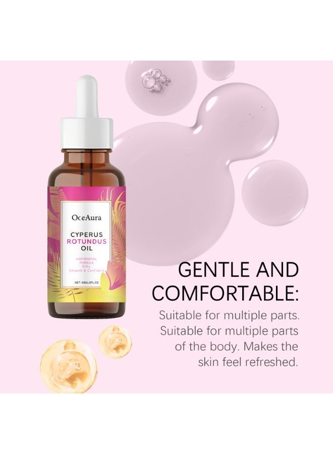 OceAura Cyperus Rotundus Oil Hair Removal Treatment 60ml | Gently Conditions Hair Follicles, Inhibits Hair Growth, Soothes and Repairs Skin, Suitable for Men and Women - Image 4