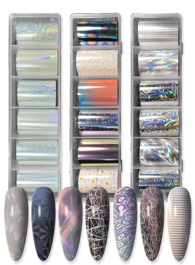 DANNEASY 15 Roll Iridescent Nail Foil Transfer Holographic Nail Foils Sheets Aurora Nail Stickers Laser Starry Sky Nail Art Foil Nails Design 3D Nail Decoration - Image 1