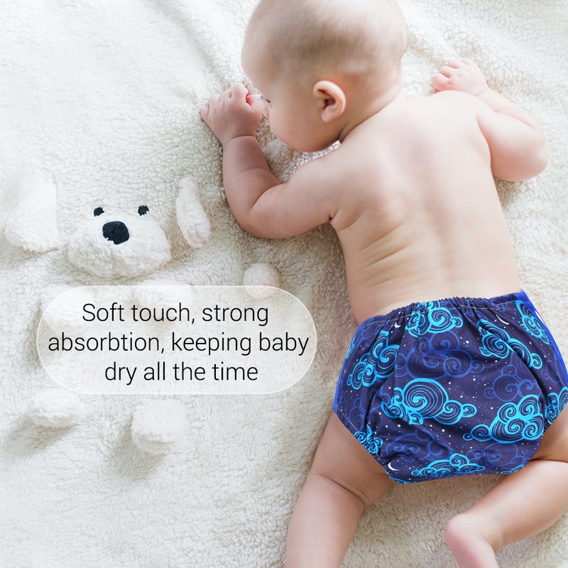 Baby Cloth Diapers Pack of 6 Adjustable Washable Resuable 2-Layer Design Strong Absorbtion Soft Diaper Pads Cover for Infants Toddlers - Image 4