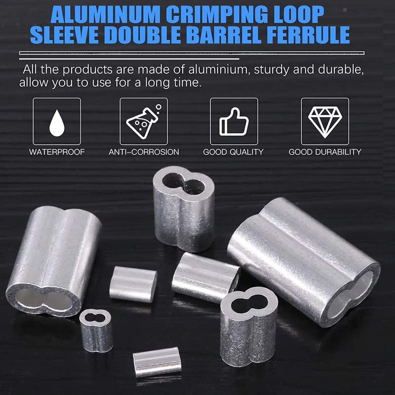 DIY Crafts 6mm, Nickel Silver, 24, Aluminum Crimping Loop Sleeve Wire Rope Sleeves Double Barrel Ferrule Galvanized Finish for Wire(6mm, Nickel Silver, 24) - Image 3