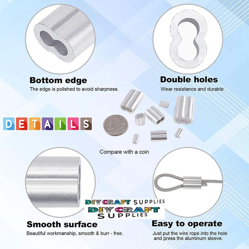 DIY Crafts 6mm, Nickel Silver, 24, Aluminum Crimping Loop Sleeve Wire Rope Sleeves Double Barrel Ferrule Galvanized Finish for Wire(6mm, Nickel Silver, 24) - Image 4